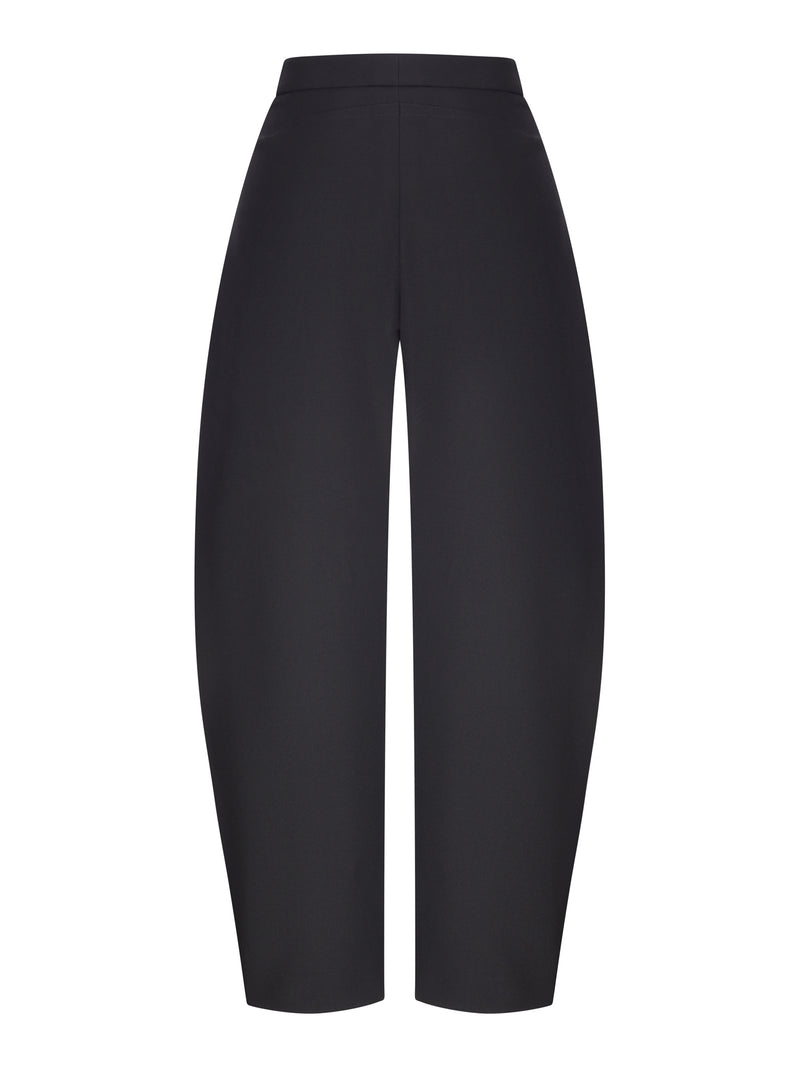 CURVED-LEG TROUSERS