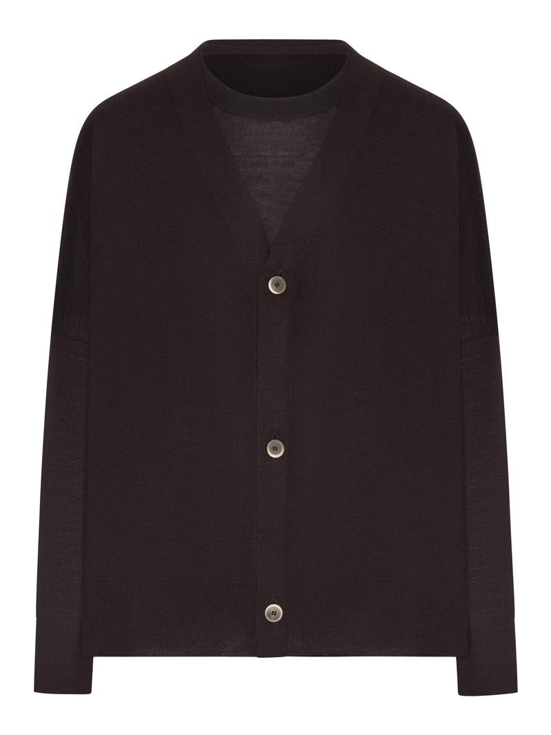 FINE WOOL CARDIGAN AND T-SHIRT SET