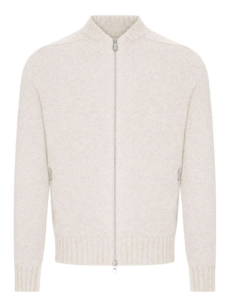 FULL-ZIP WOOL KNIT CARDIGAN