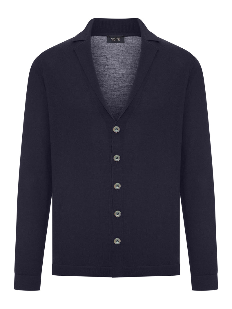 FINE KNIT CARDIGAN WITH LAPEL COLLAR