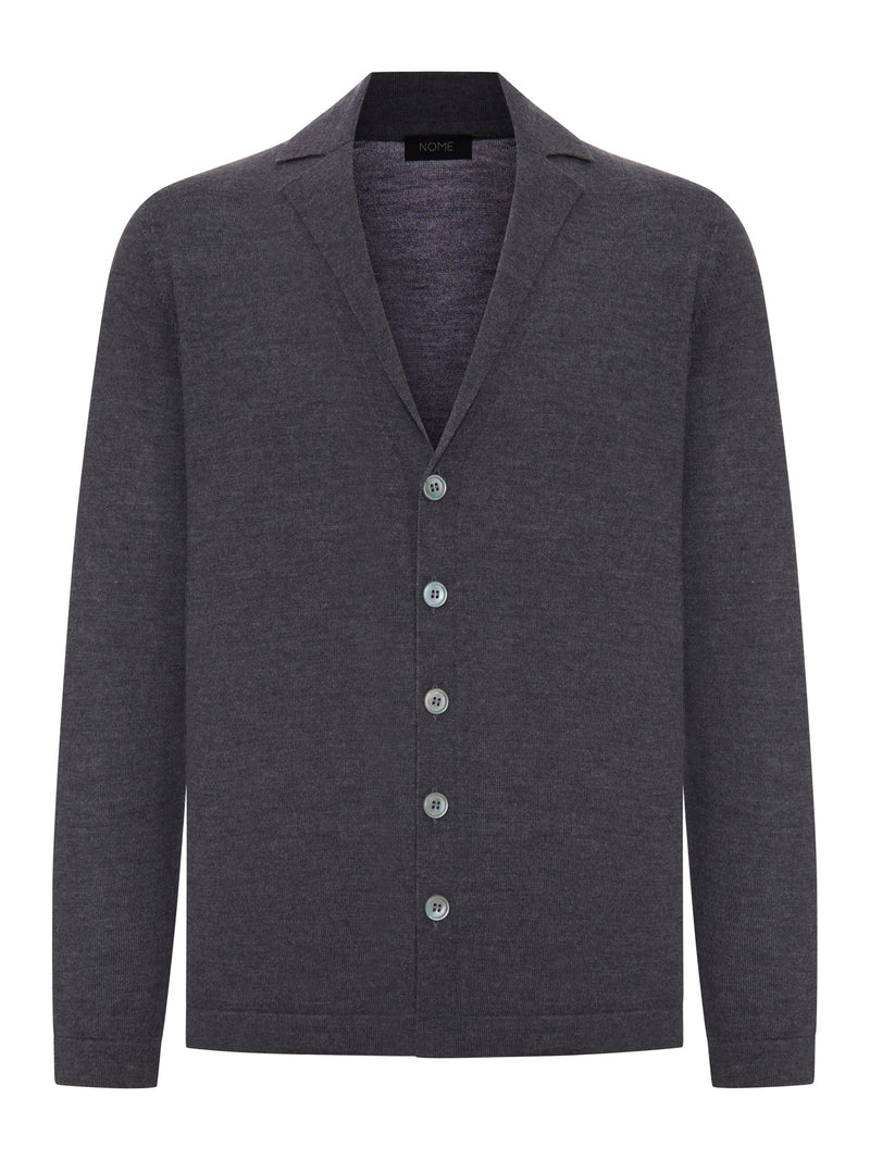 FINE KNIT CARDIGAN WITH LAPEL COLLAR