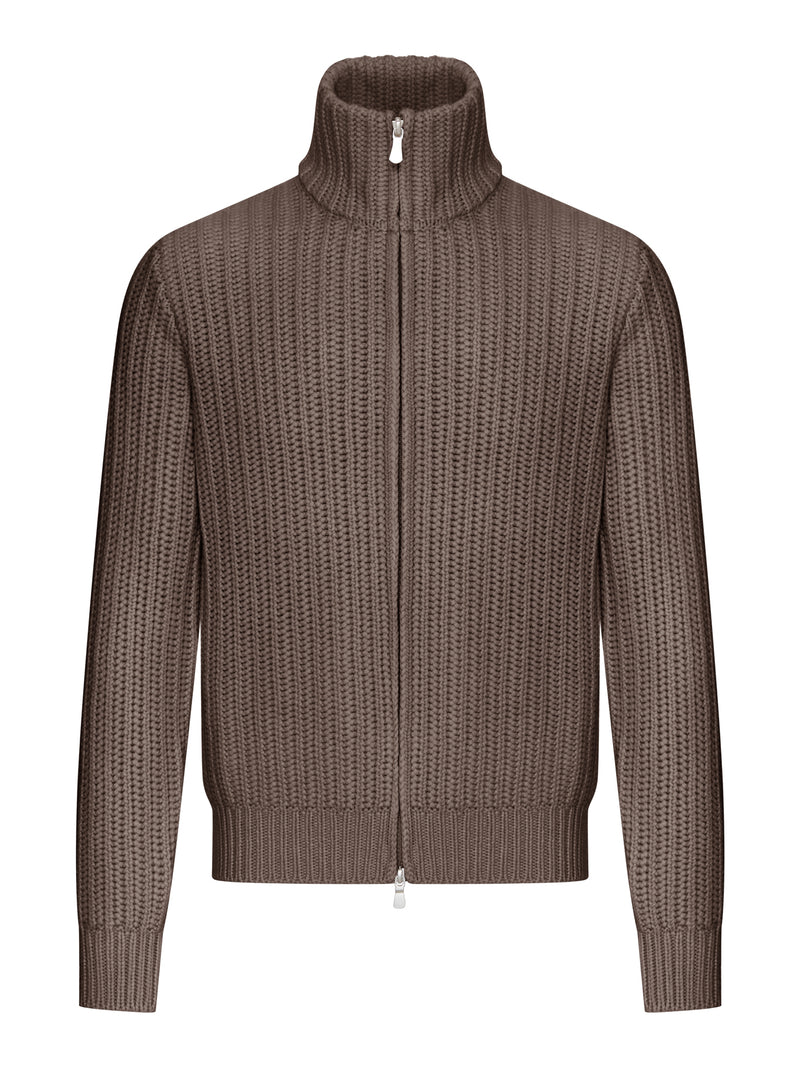 RIB-KNIT FULL-ZIP CARDIGAN