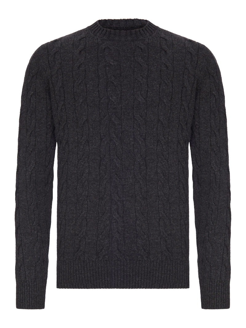 CREW NECK CABLE KNIT SWEATER