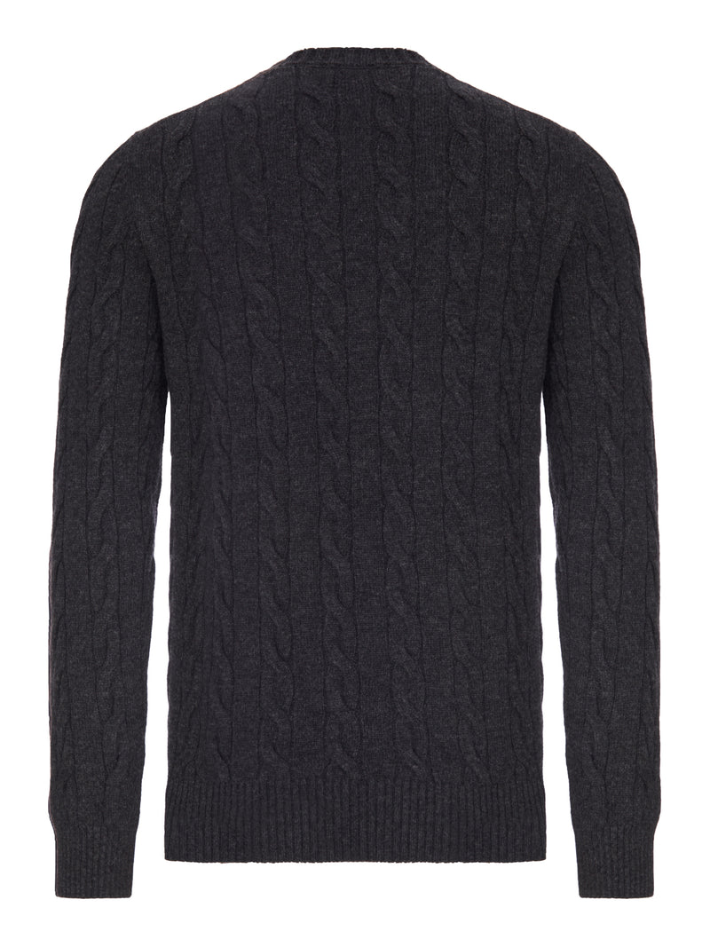 CREW NECK CABLE KNIT SWEATER