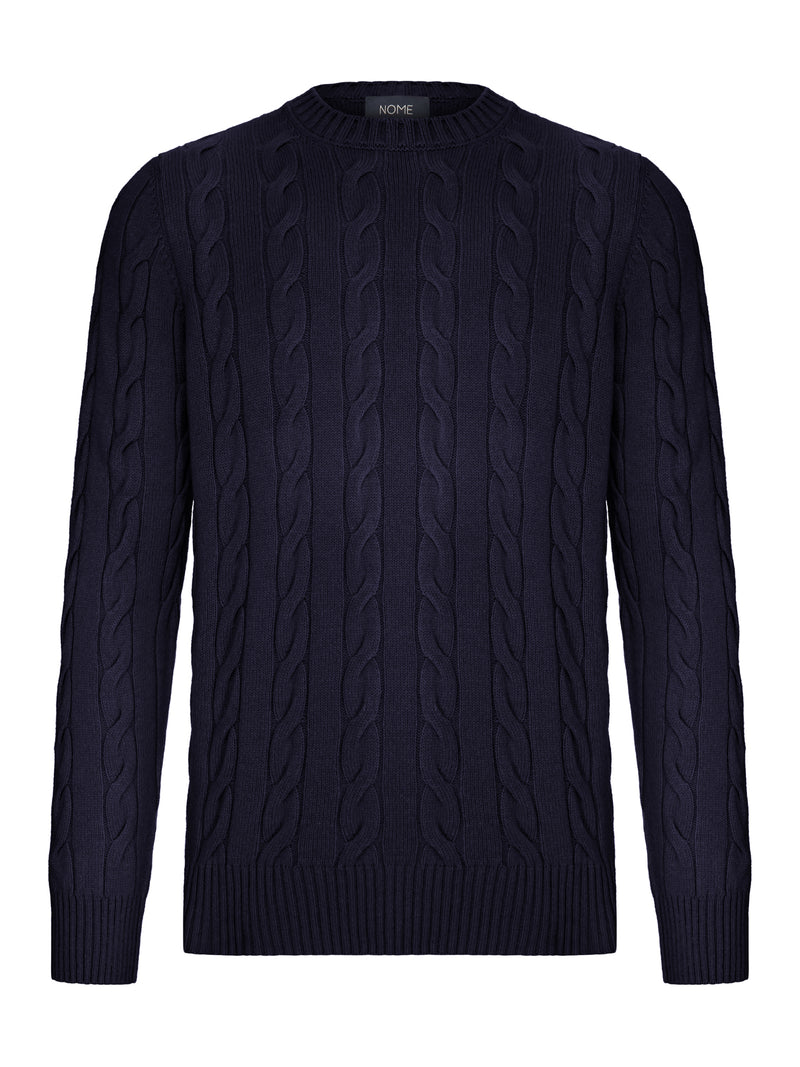 CREW NECK CABLE KNIT SWEATER
