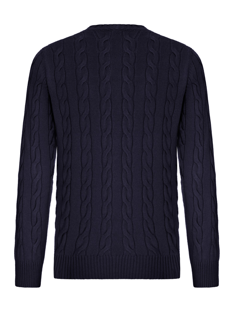 CREW NECK CABLE KNIT SWEATER