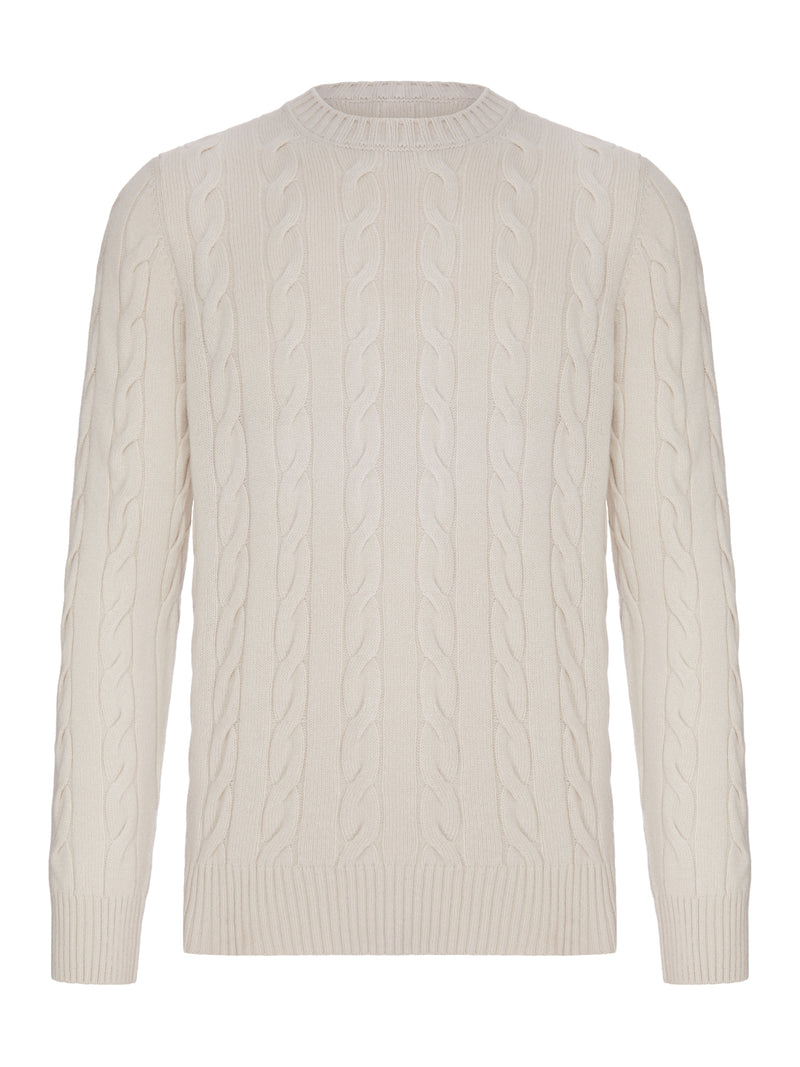 CREW NECK CABLE KNIT SWEATER