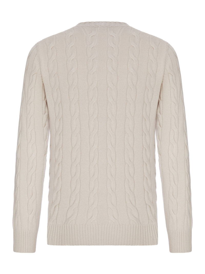 CREW NECK CABLE KNIT SWEATER