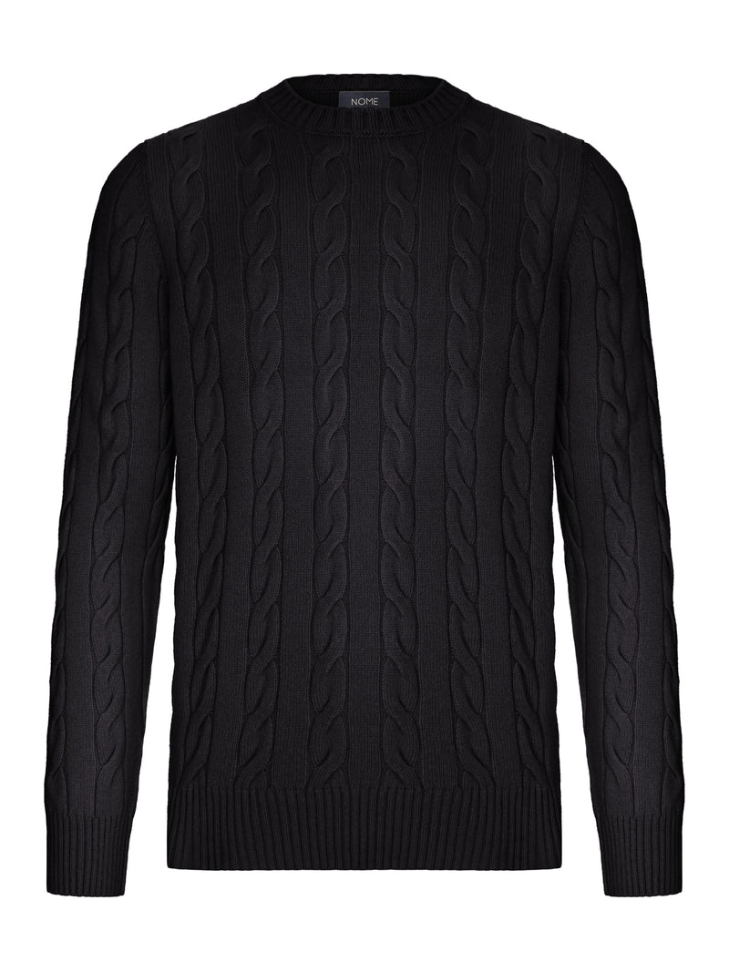 CREW NECK CABLE KNIT SWEATER