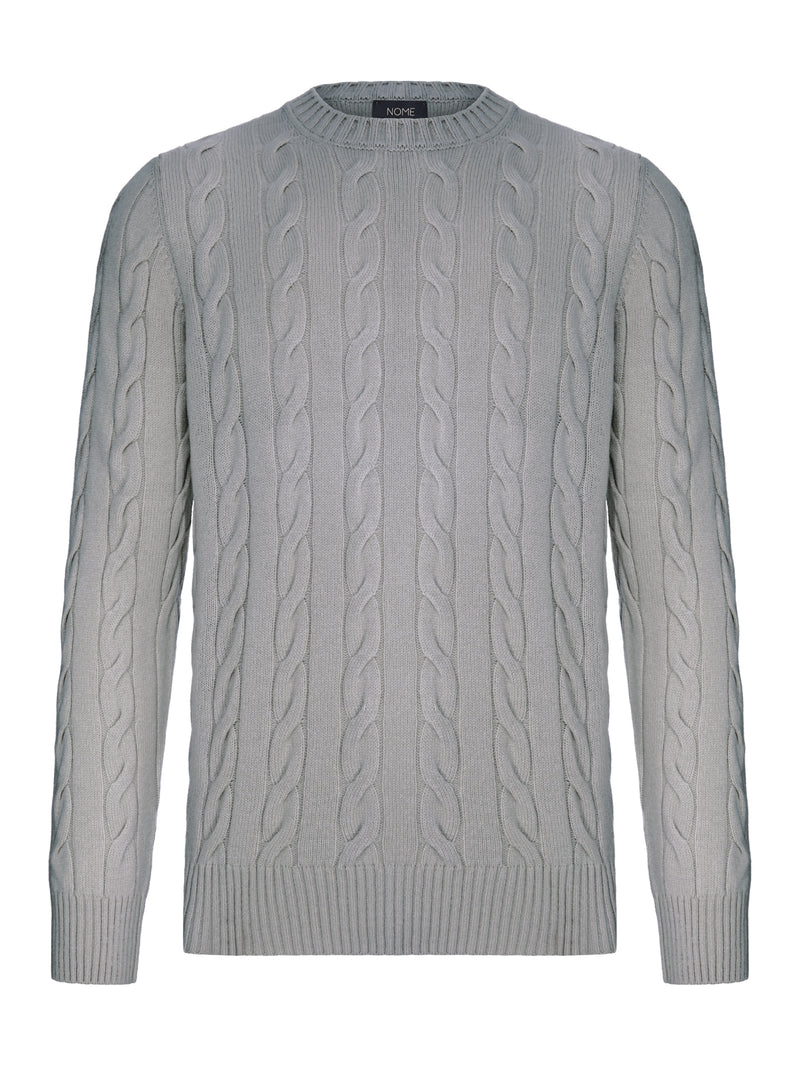 CREW NECK CABLE KNIT SWEATER