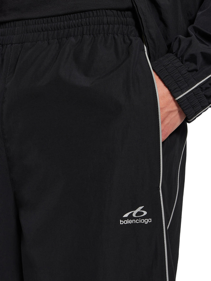 BLACK TECHNICAL COTTON POPLIN TRACKSUIT TROUSERS