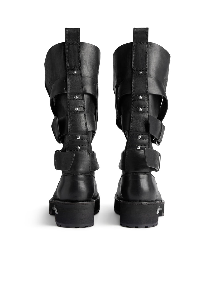 VENOM HIGH BOOTS IN BLACK CALFSKIN