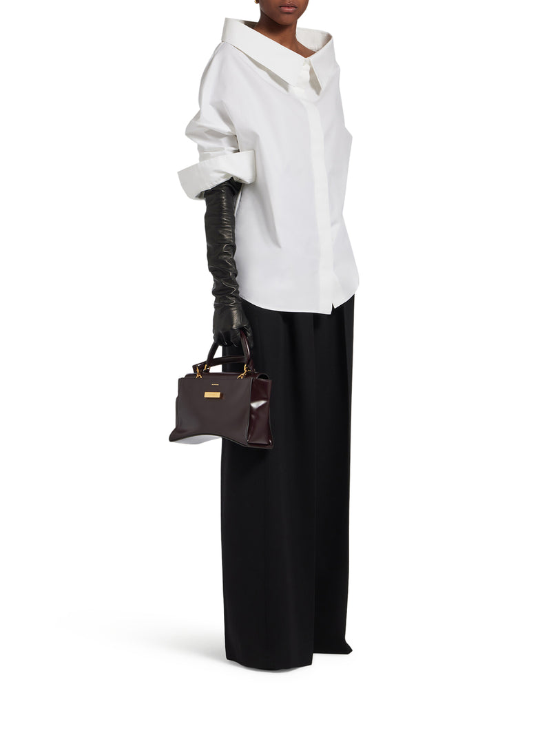 OVERSIZED STOLE-STYLE SHIRT IN ULTRA-LIGHTWEIGHT WHITE COTTON POPLIN WITH A WASHED-OUT EFFECT