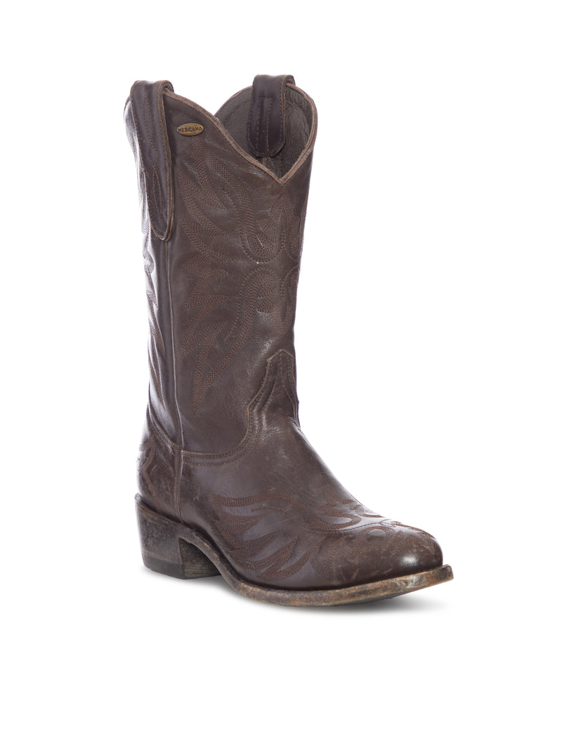 BROWN LEATHER MEXICANA COWBOY BOOTS