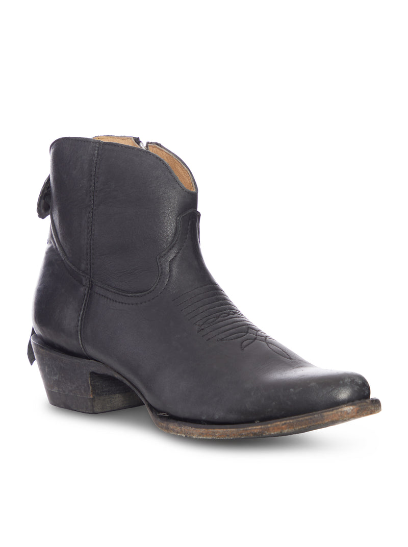 BONNIE MEXICANA BLACK LEATHER COWBOY BOOTS