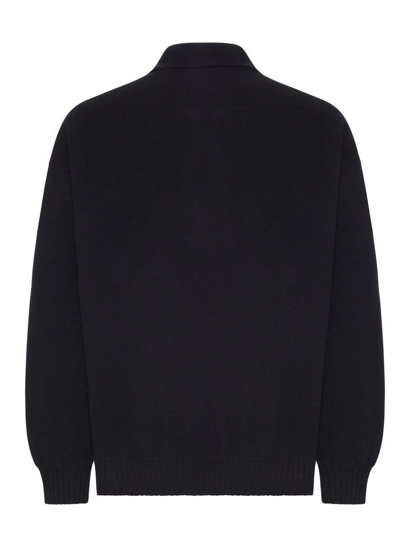 ZIP-NECK WOOL POLO SWEATER
