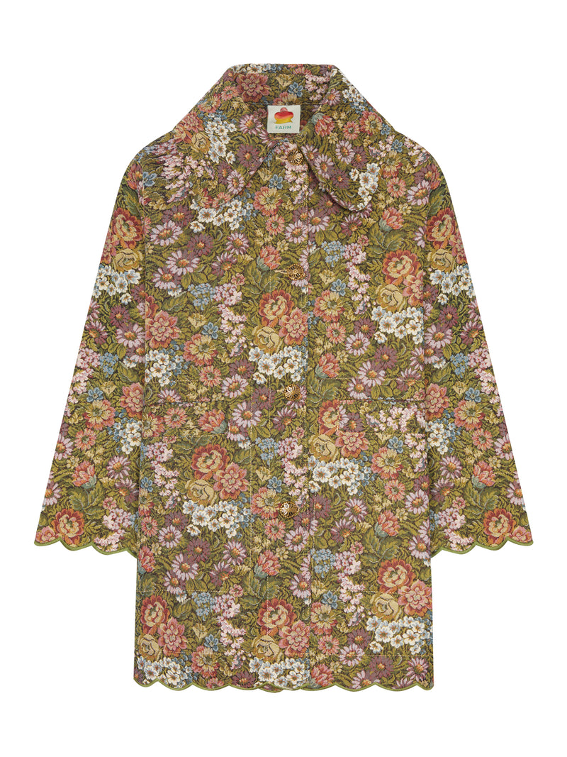 FLORAL JACQUARD TRENCHCOAT