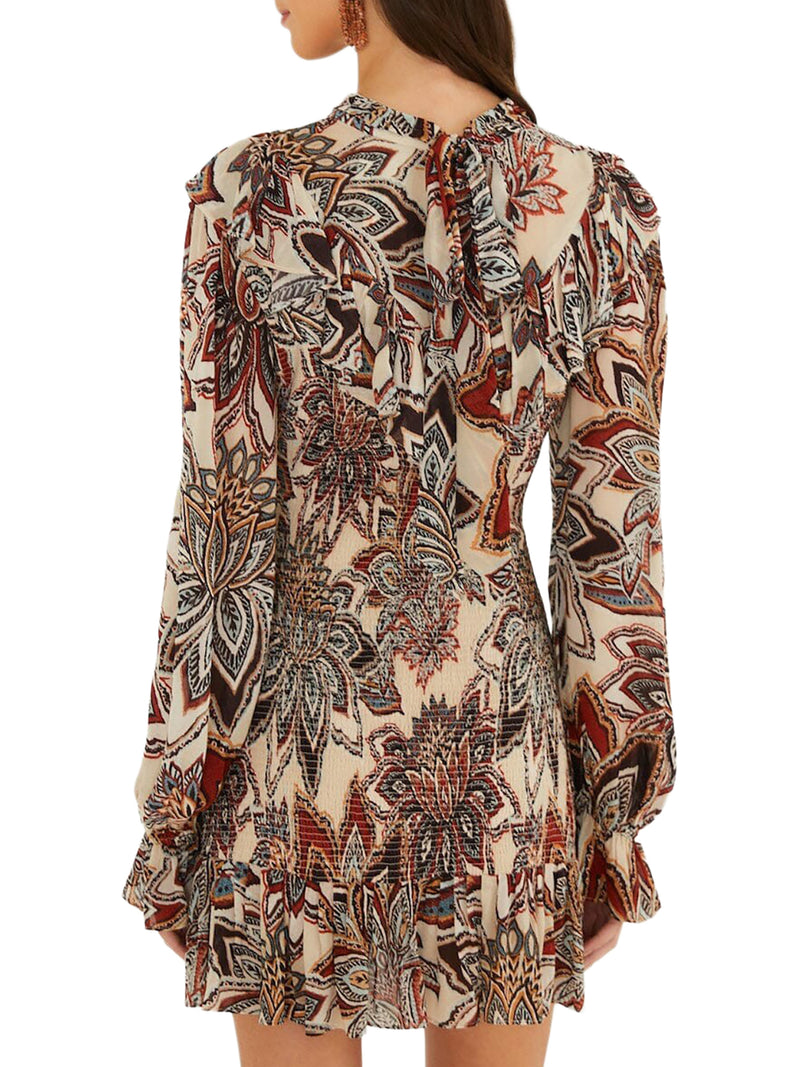 SHORT PRINTED DRESS WITH RUFFLES