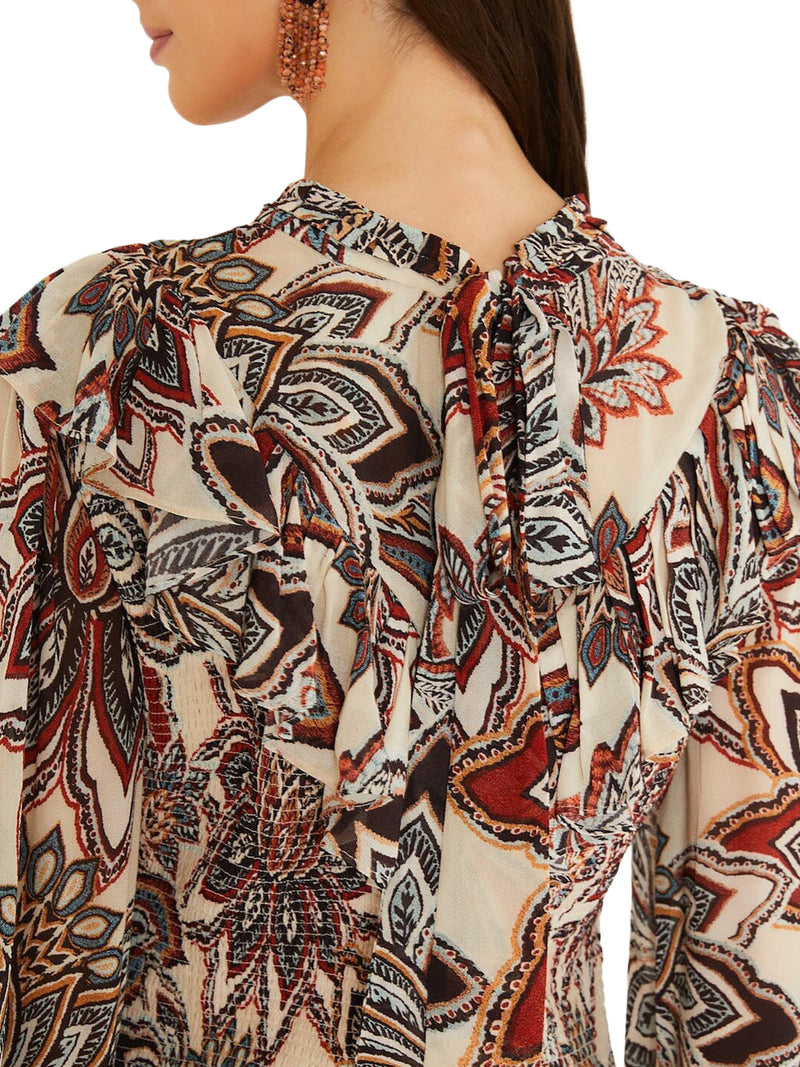 SHORT PRINTED DRESS WITH RUFFLES