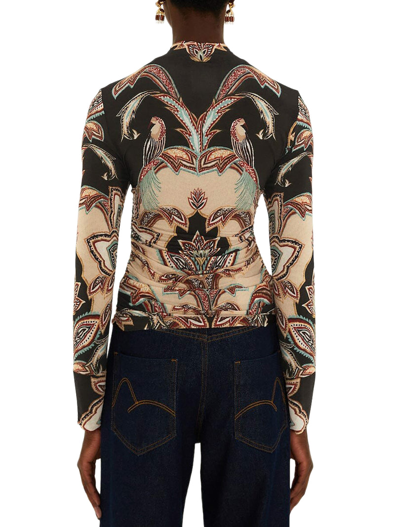 HIGH-NECK TOP WITH ORNAMENTAL PRINT