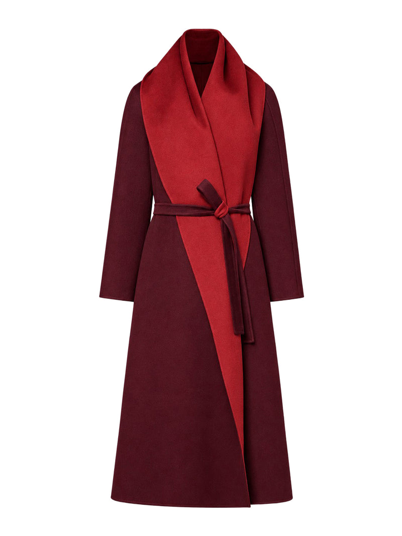 REVERSIBLE BRUSHED CASHMERE SCARF-STYLE COAT