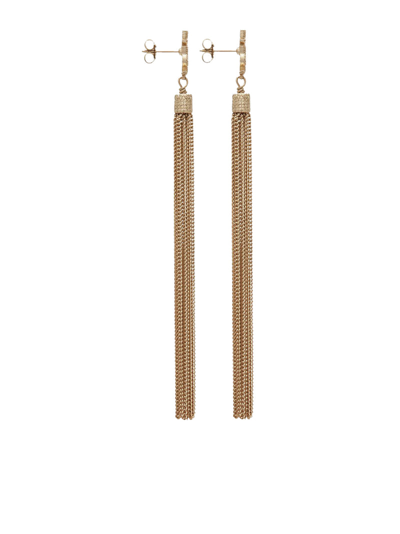 LOULOU EARRINGS WITH CHAIN TASSELS IN LIGHT GOLD BRASS