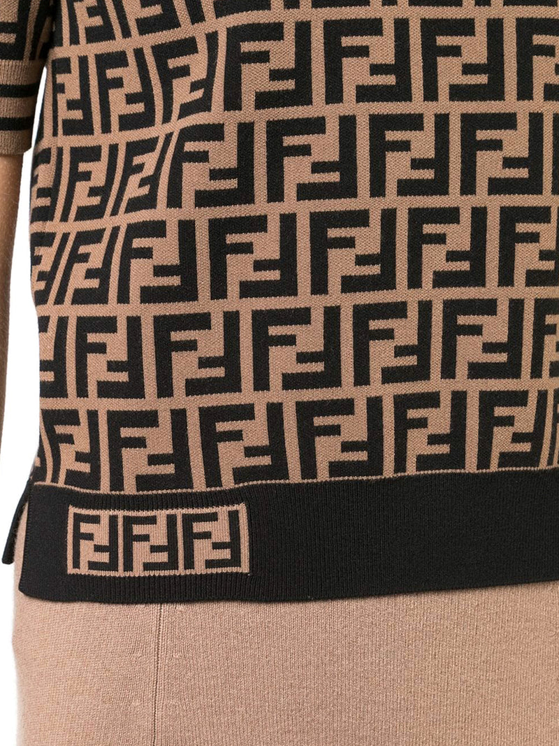 Fendi women`s multicolor short sleeve ff fabric jumper