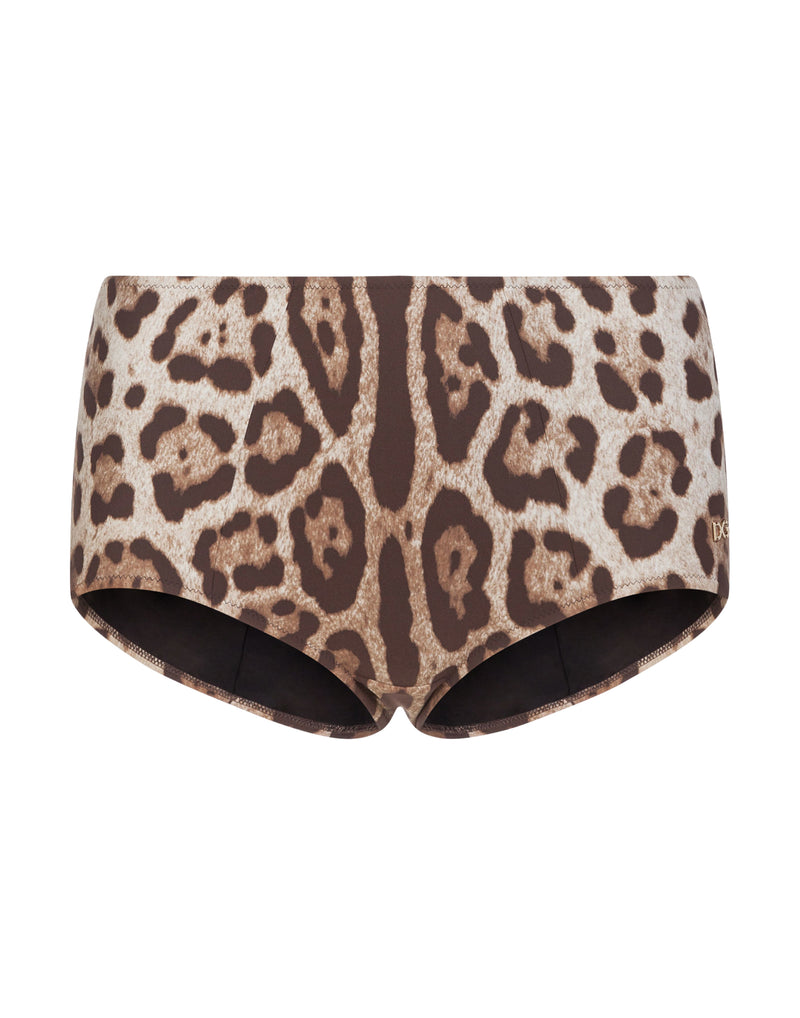 leopard print high-waisted bikini bottoms