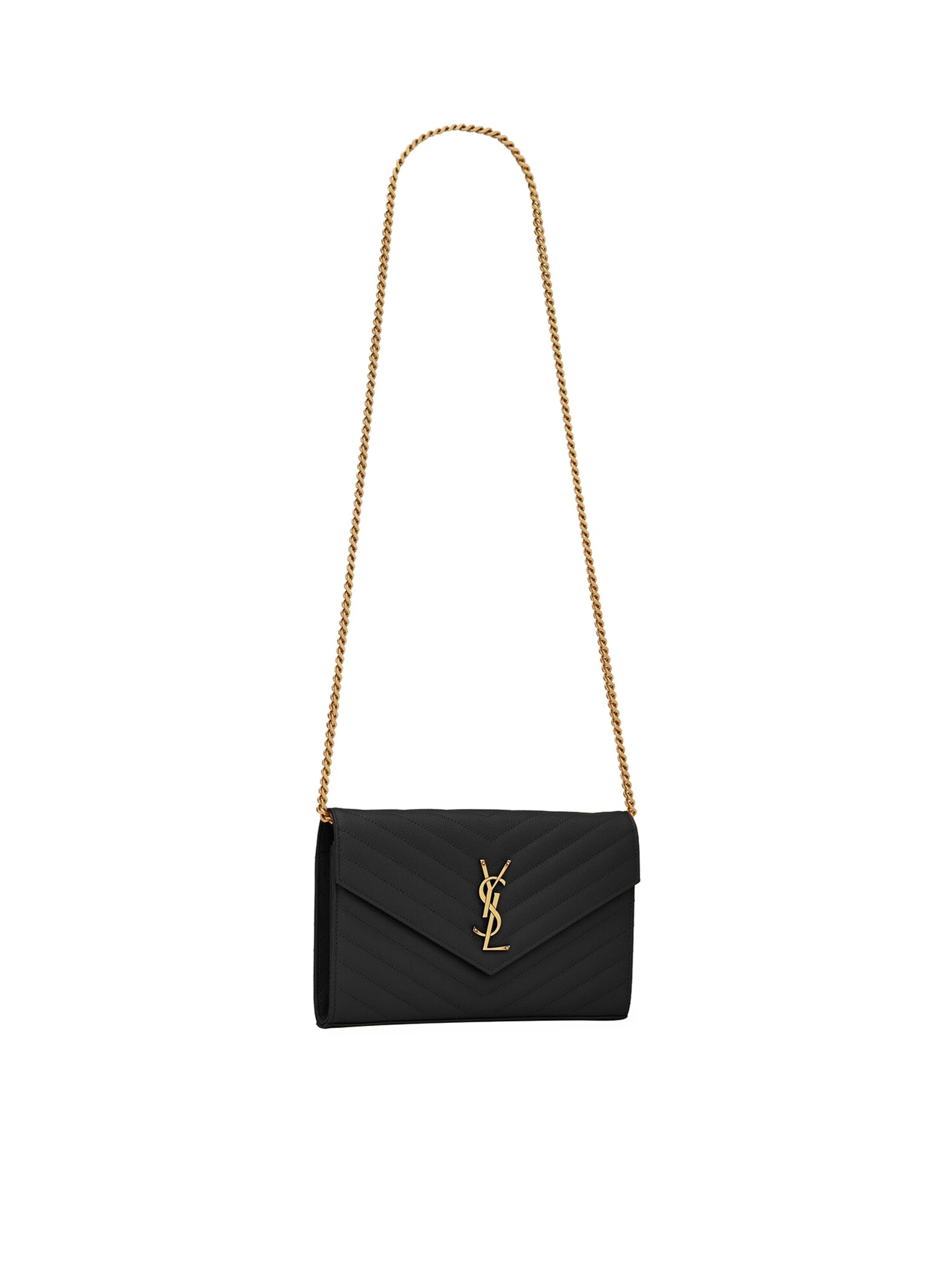 SAINT LAURENT PORTAFOGLIO: Porta carte YSL in pelle grain de poudre, Portafoglio Saint Laurent donna - 423291 BOW01 Nero