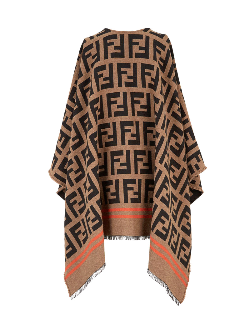 Multicolour wool and silk poncho