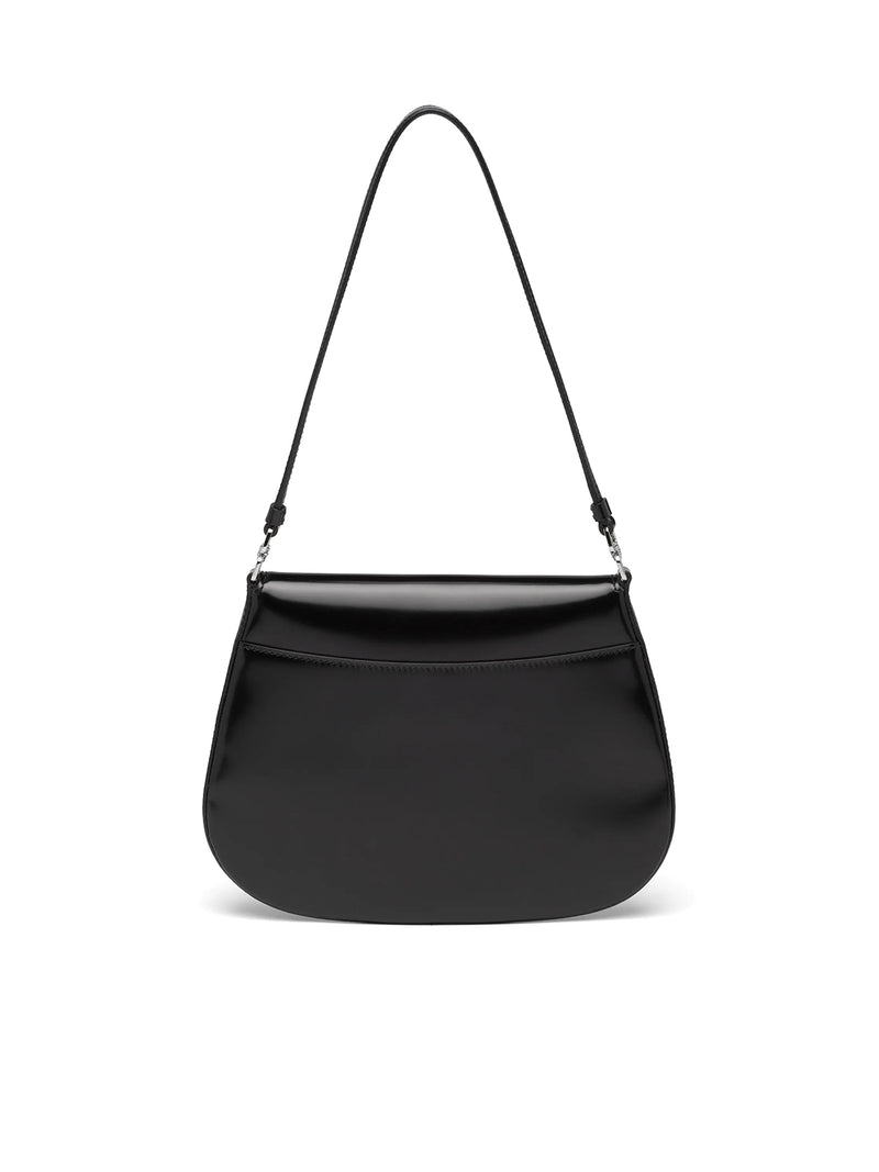 Brushed-leather hobo bag with strap