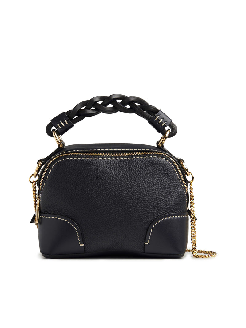 Mini Daria bag with chain in grained and shiny calfskin
