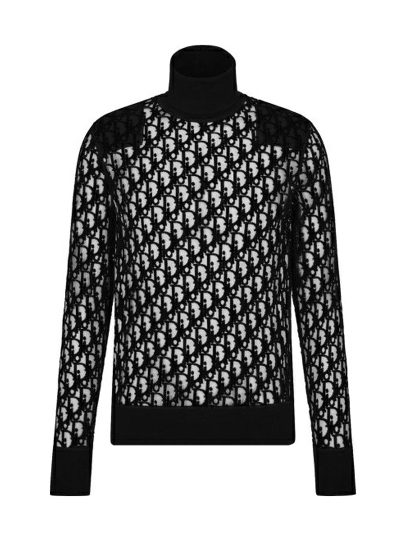 Black Sheer Oblique Turtleneck