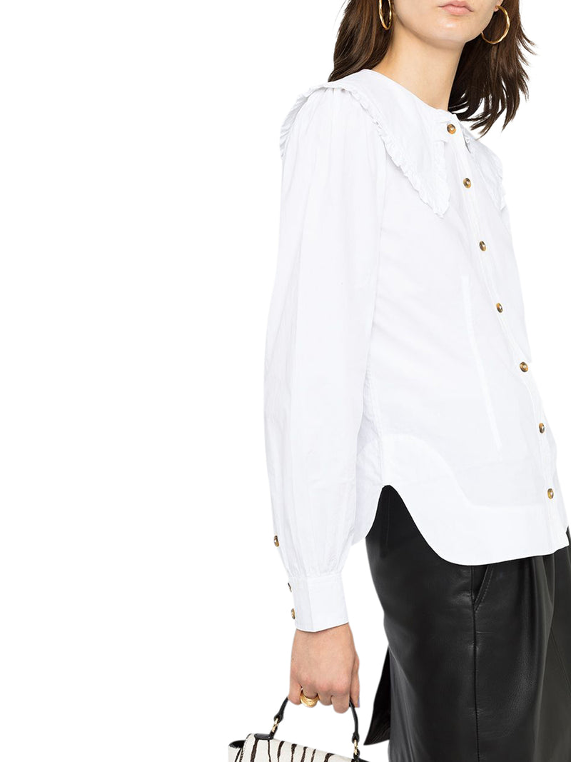 Blouse with oversized collar