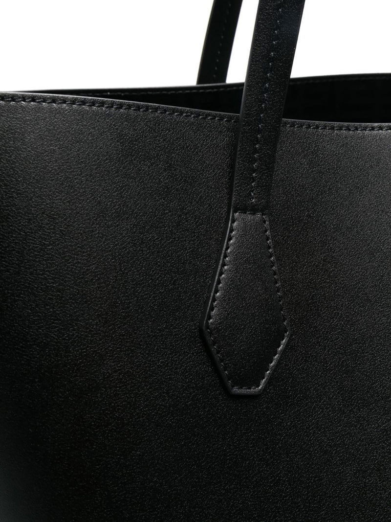 logo-embossed leather tote bag