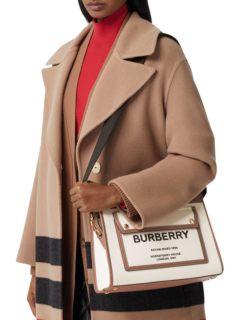 Burberry Mini Two-tone Canvas And Leather Pocket Bag in Brown