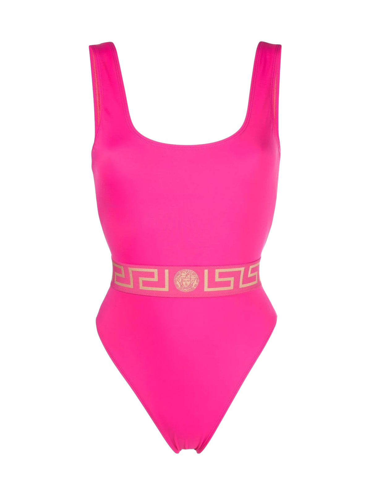 Greca-print two-tone swimsuit