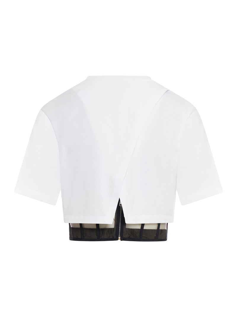 TeresaCollections - Black Ascent White Chiffon Long Sleeve Shirt