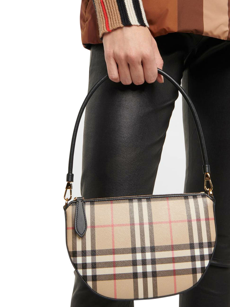 BURBERRY: Olympia shoulder bag in vintage check canvas - Beige