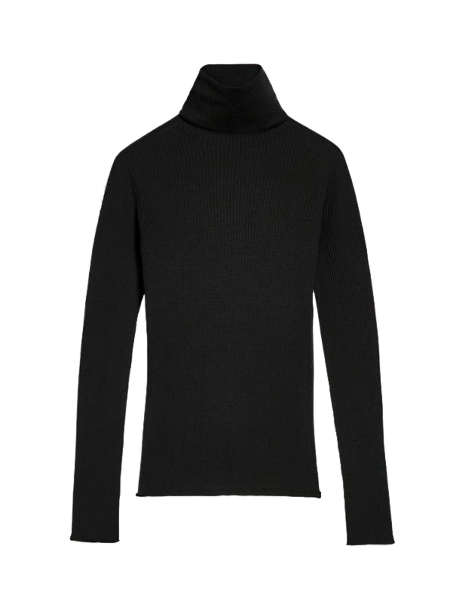 Mock neck sweater with contrasting stripes