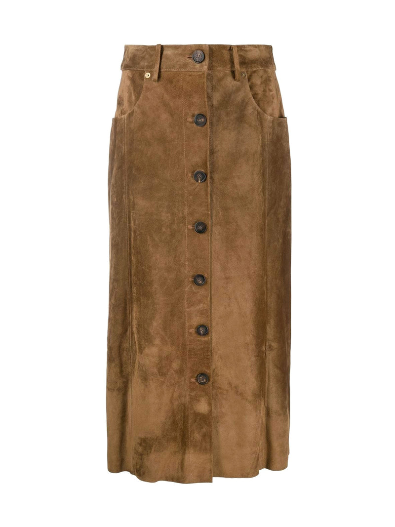 Tobacco brown suede pencil skirt