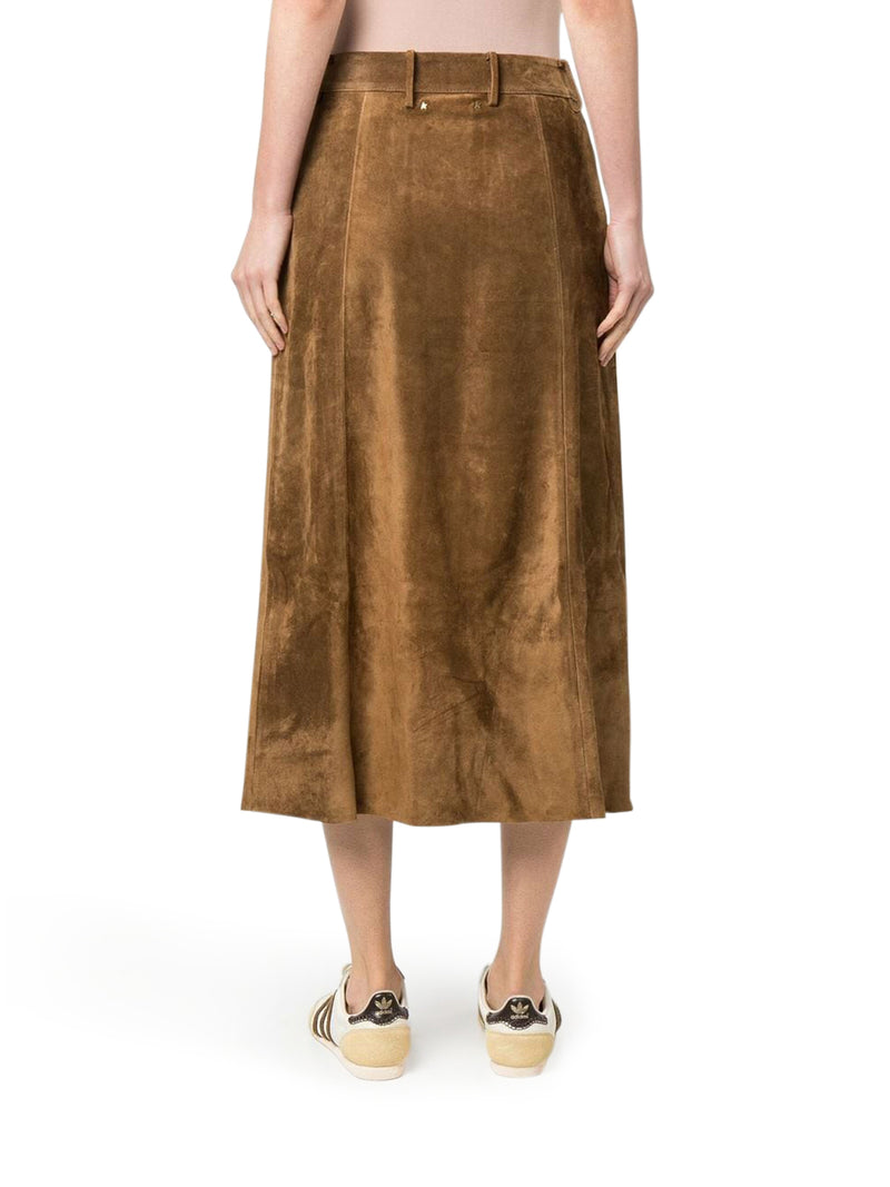 Tobacco brown suede pencil skirt