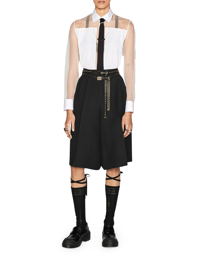 SEMI-TRANSPARENT BLOUSE WITH PLASTRON