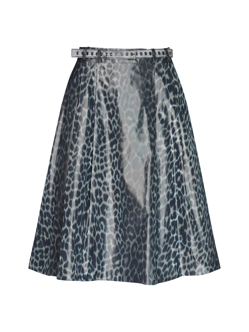leopard print midi skirt