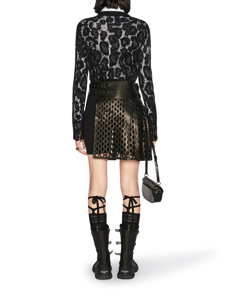 Mizza blue and gray perforated cashmere sweater