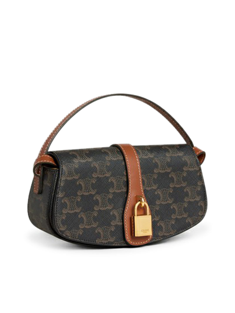CLUTCH WITH SHOULDER STRAP IN TRIOMPHE CANVAS AND CALF LEATHER