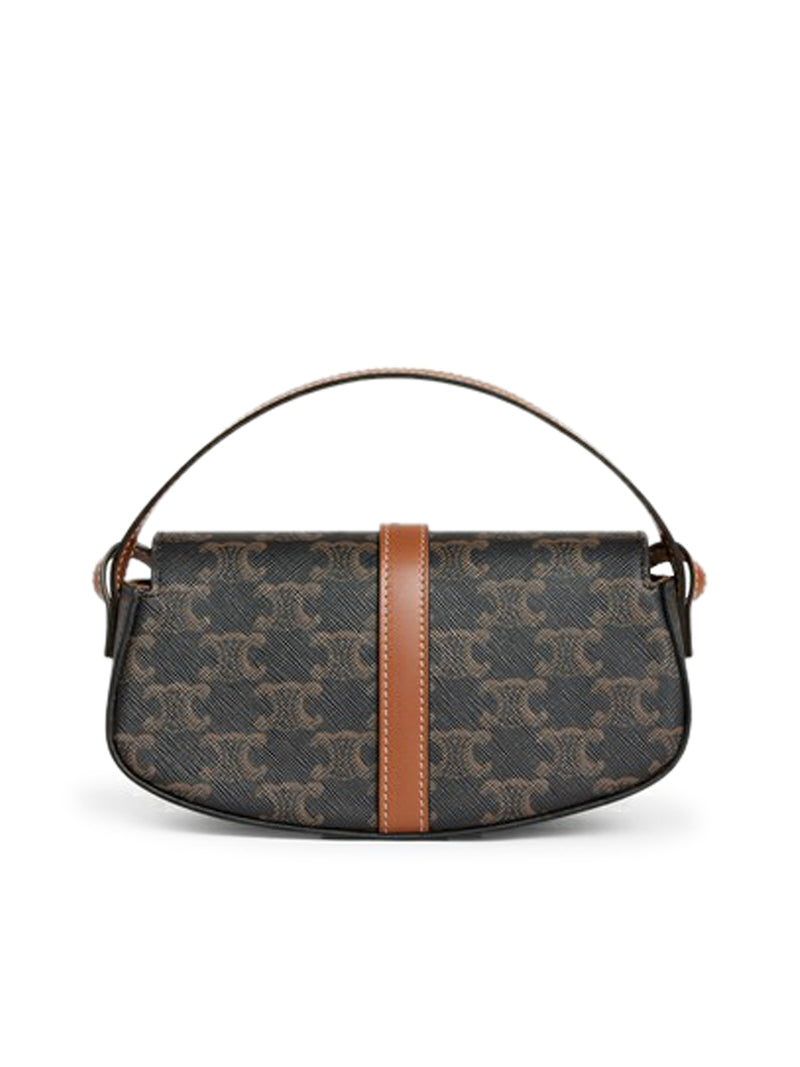 CLUTCH WITH SHOULDER STRAP IN TRIOMPHE CANVAS AND CALF LEATHER