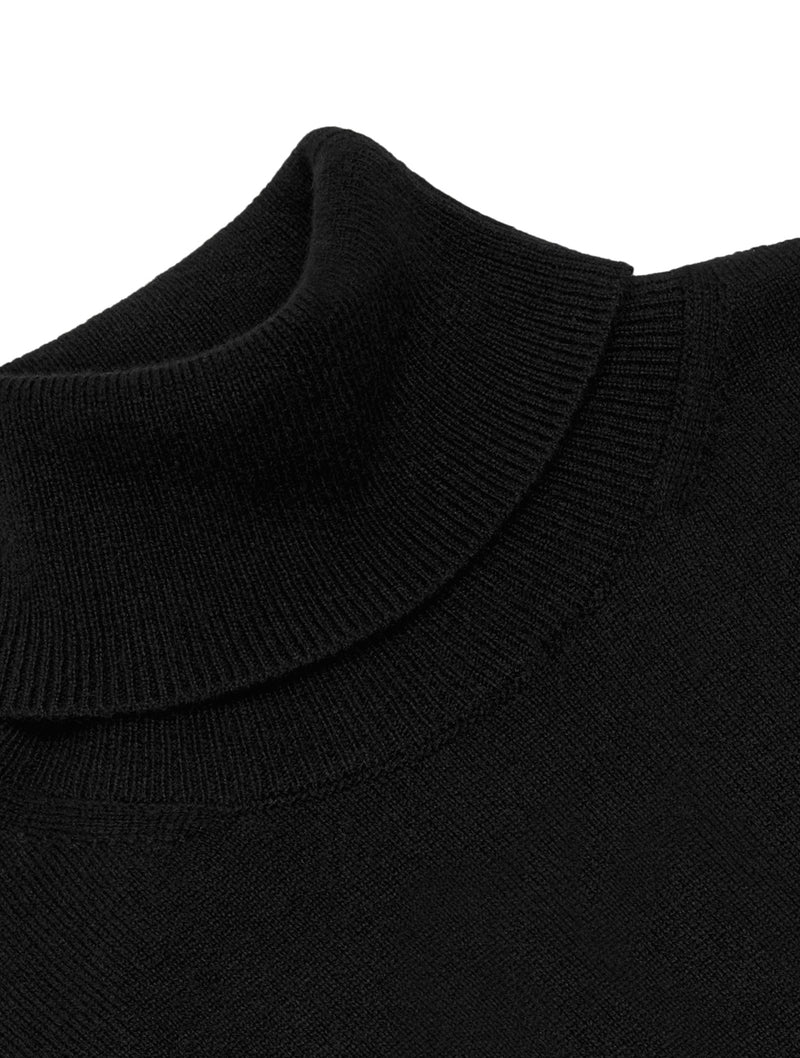 TRIOMPHE HIGH NECK SWEATER IN THIN BLACK CASHMERE