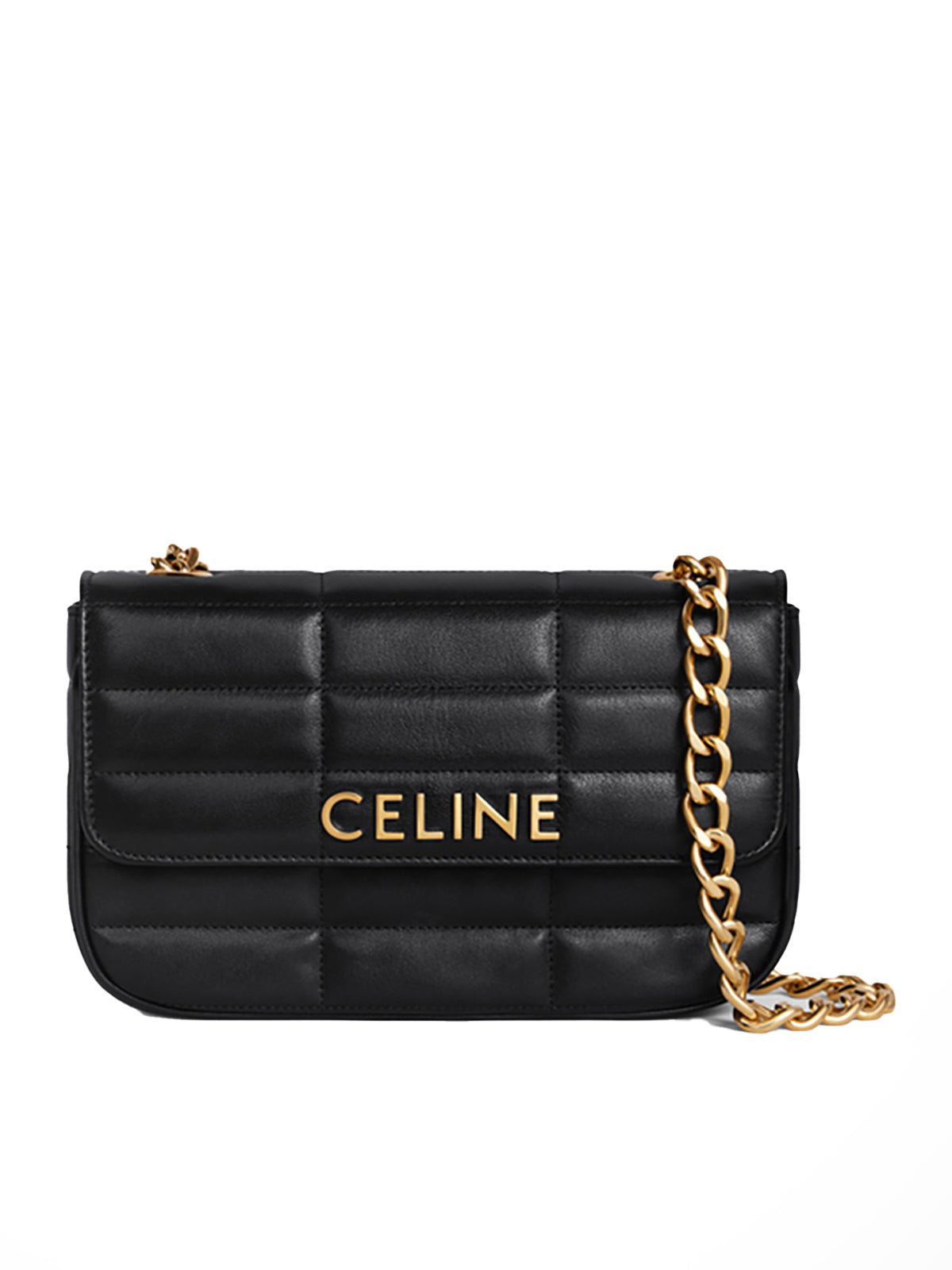 CELINE MONOCHROME QUILTED SHOULDER BAG WITH GOAT LEATHER CHAIN
