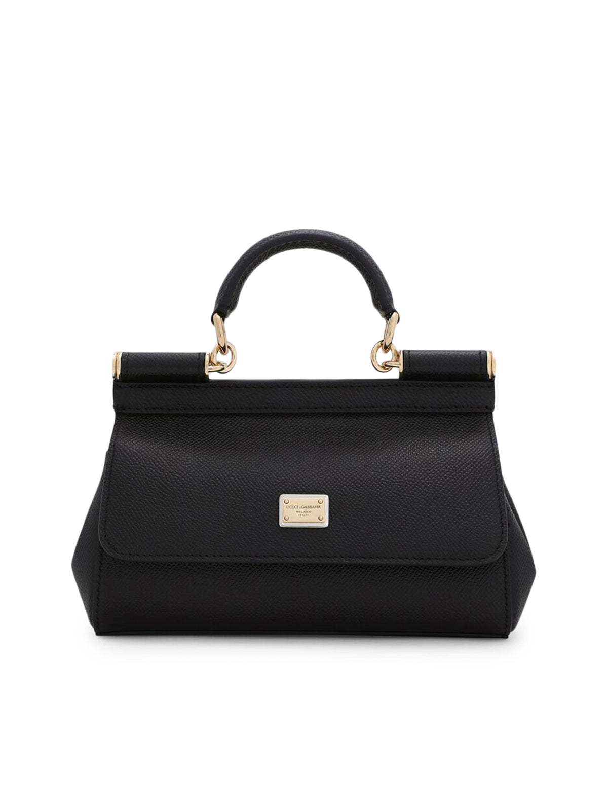 Dolce & Gabbana Sicily Medium Calf Leather Satchel Bag Black